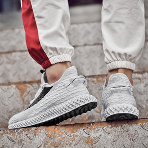 Men's Flyknit Shoes Lace Up Fashion Korean Style Flats Light Loafers
