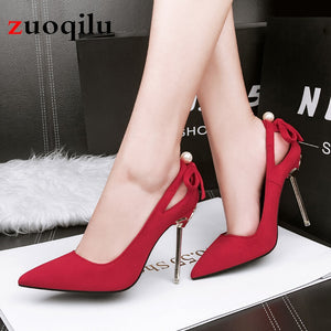 Sexy bow red high heels women shoes