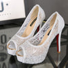 2019 Sexy Peep Toe Platform heels women's shoes Mesh Gold Silver