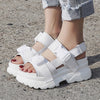 2019 Summer Women Sandals Buckle Design Black White Casual Women Shoes